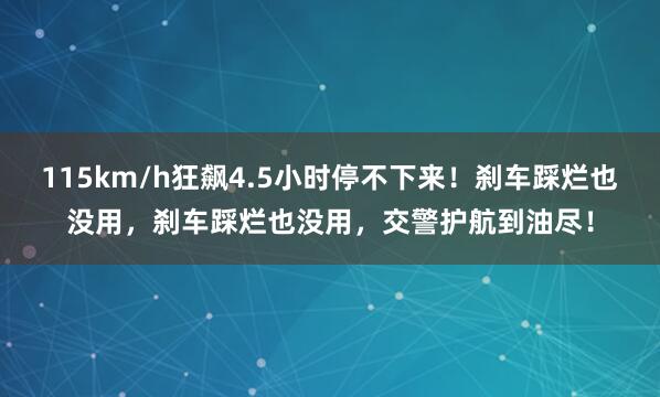 115km/h狂飙4.5小时停不下来！刹车踩烂也没用，刹车踩烂也没用，交警护航到油尽！